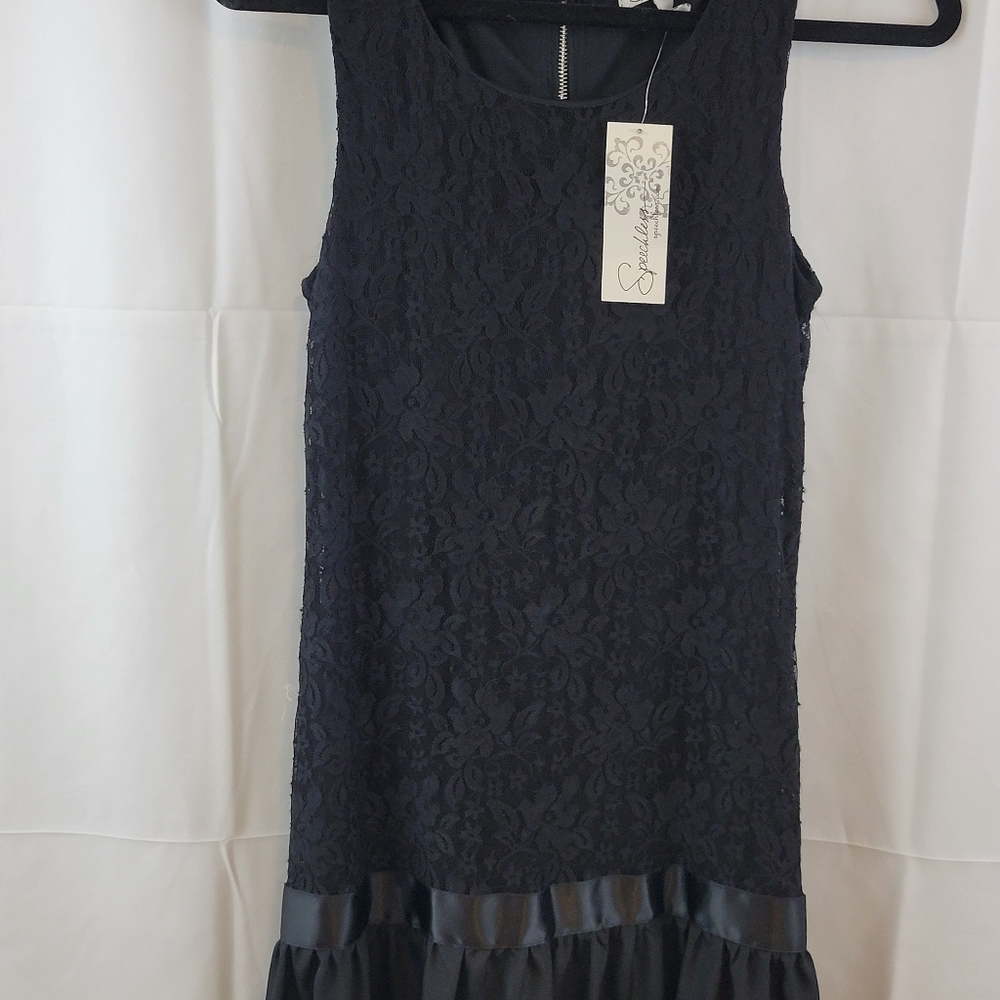 Speechless Junior's Black Lace Sleeveless Dress Size Medium